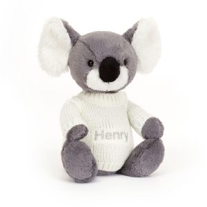 Bashful Koala with Personalised Cream Jumper