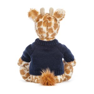 Bashful Giraffe with Personalised Navy Jumper