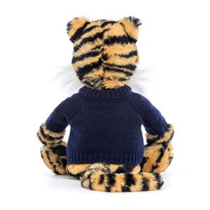 Bashful Tiger with Personalised Navy Jumper